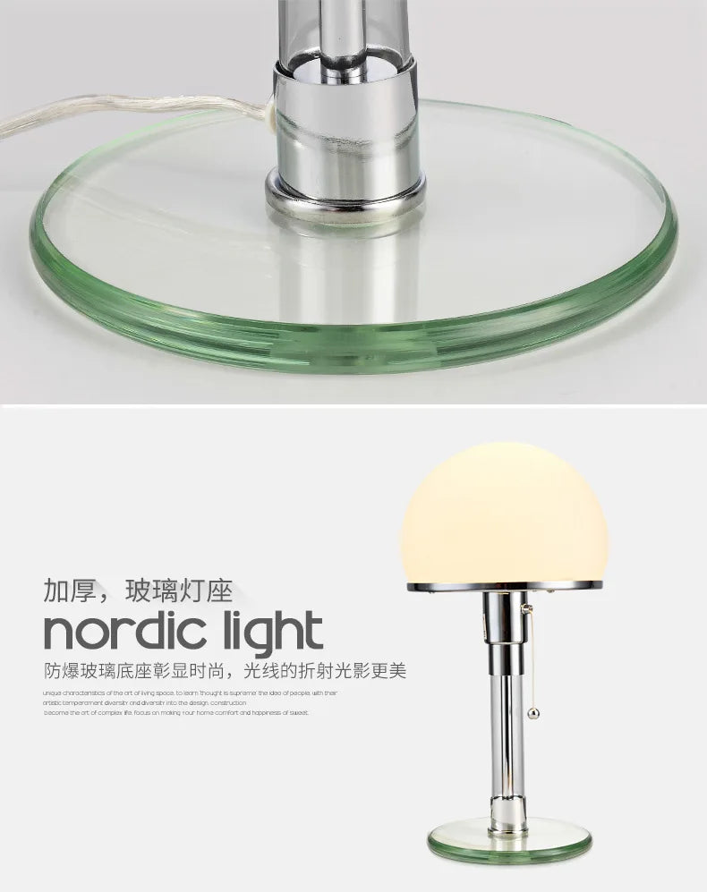 Bauhaus Lamp White Table Lamp Danish Designer Nordic Bedroom Bedside Simple Glass Table Light for Living Room