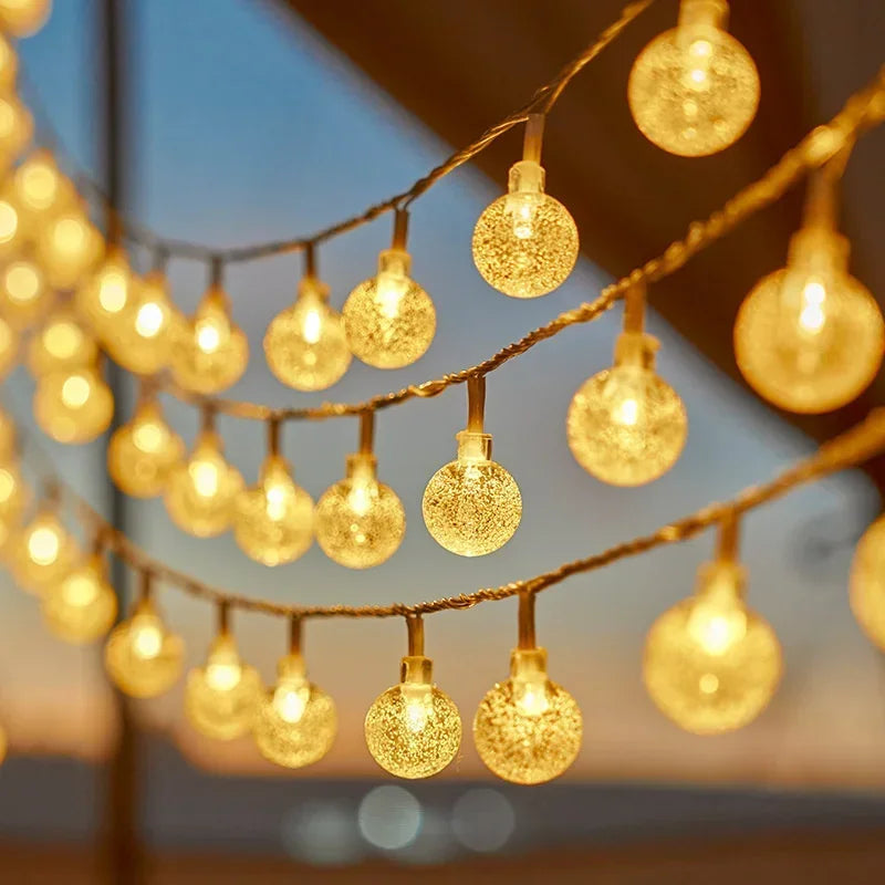 1.5-10m LED Crystal Ball Garland String Lights Indoor Decor Holiday Christmas Lamp 10/20/40/80 LED Fairy Lights Battery Operated