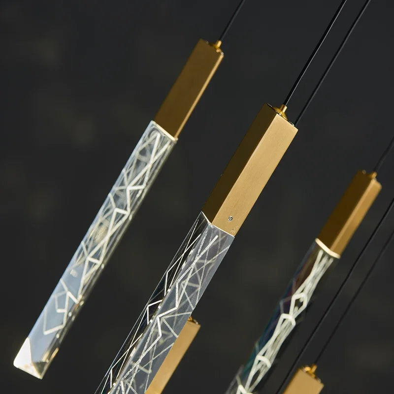 Luxury Led Pendant Lamp Modern Loft K9 Crystal Ceiling Chandelier Gold Duplex Staircase Living Room Decor Hotel Hanging Light