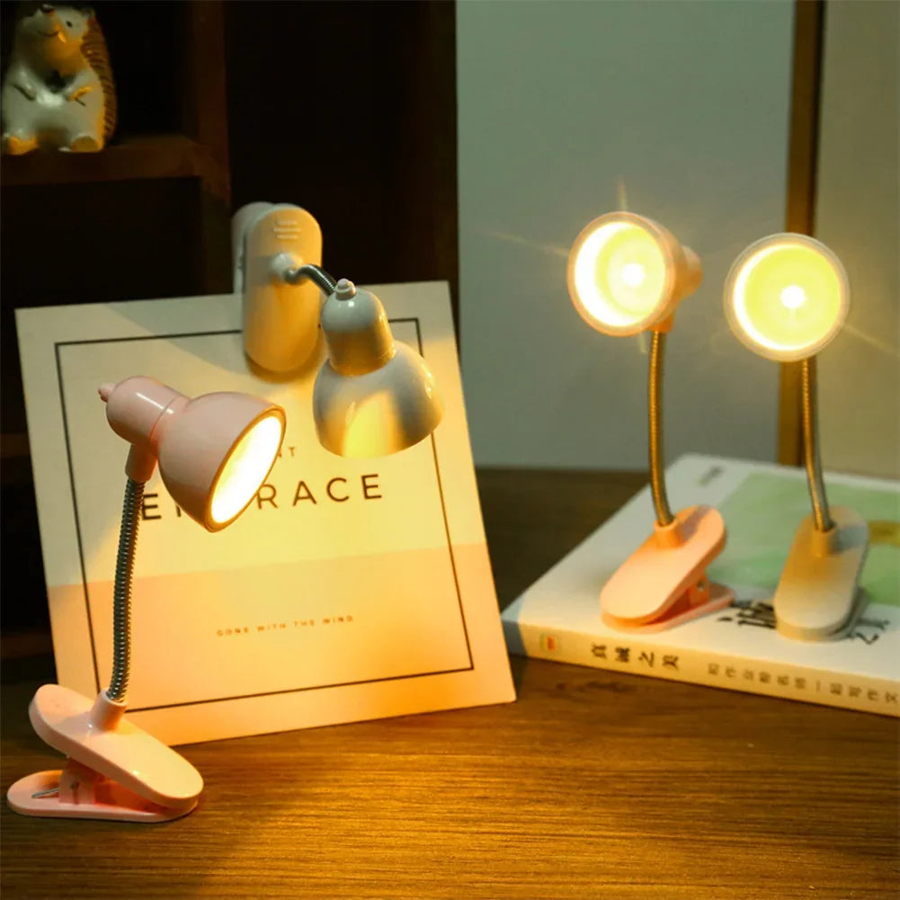 1Pc Cute Mini Lamp to Read Book Eye Protection Rotatable Reading Lamp with Clamp Reading Lights for Books Desk Table Bedroom