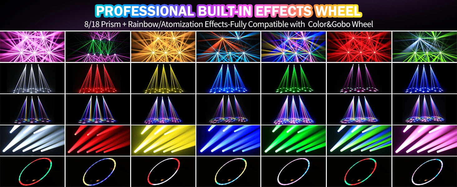 U'King 295W 14R HID Beam Moving Head Light 8/18 Prism Gobo Zoom  Rainbow Effect Stage Light DMX512 DJ Lights For Xmas Party KTV
