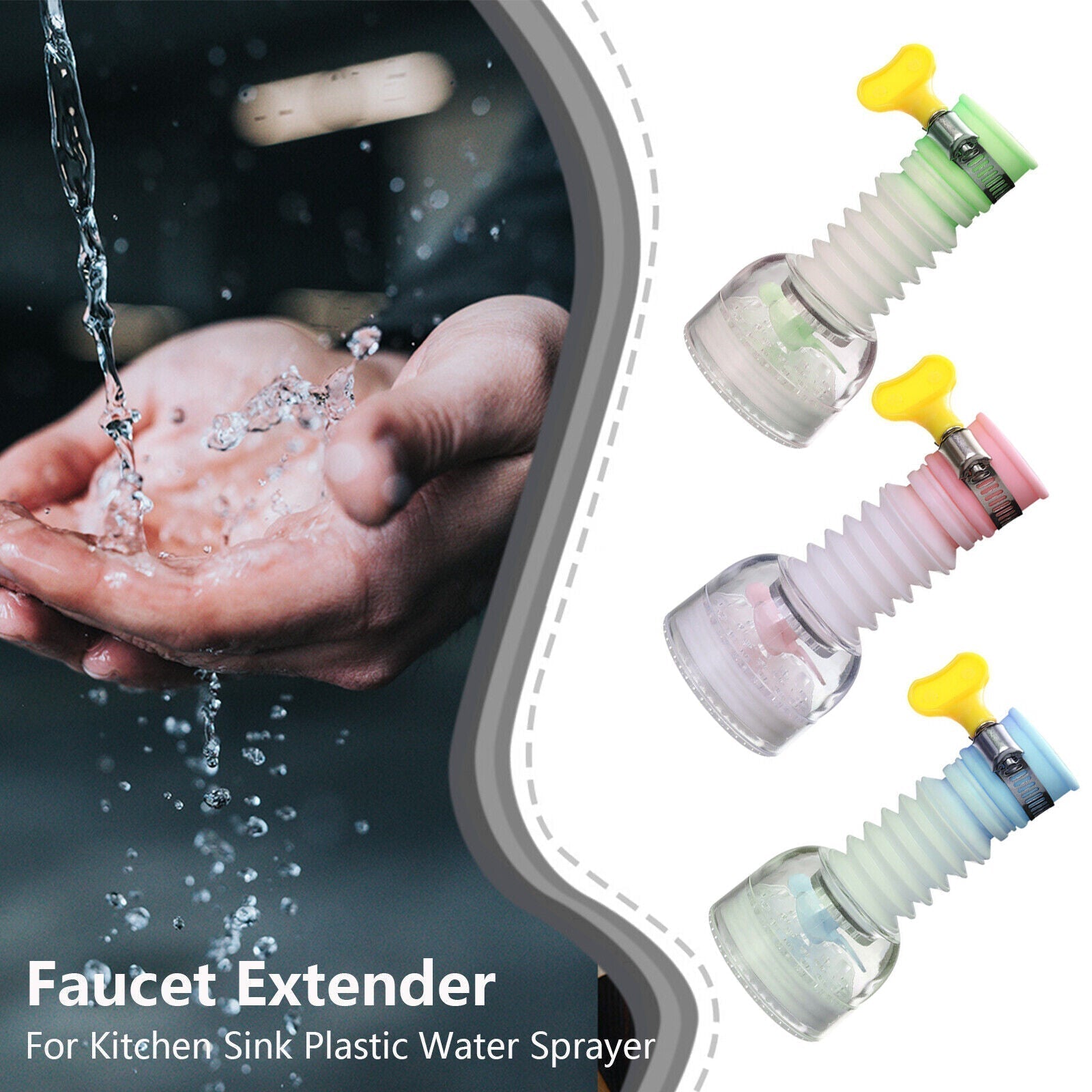 360° Rotating Faucet Extender – Flexible Kitchen Tap Sprayer Attachment