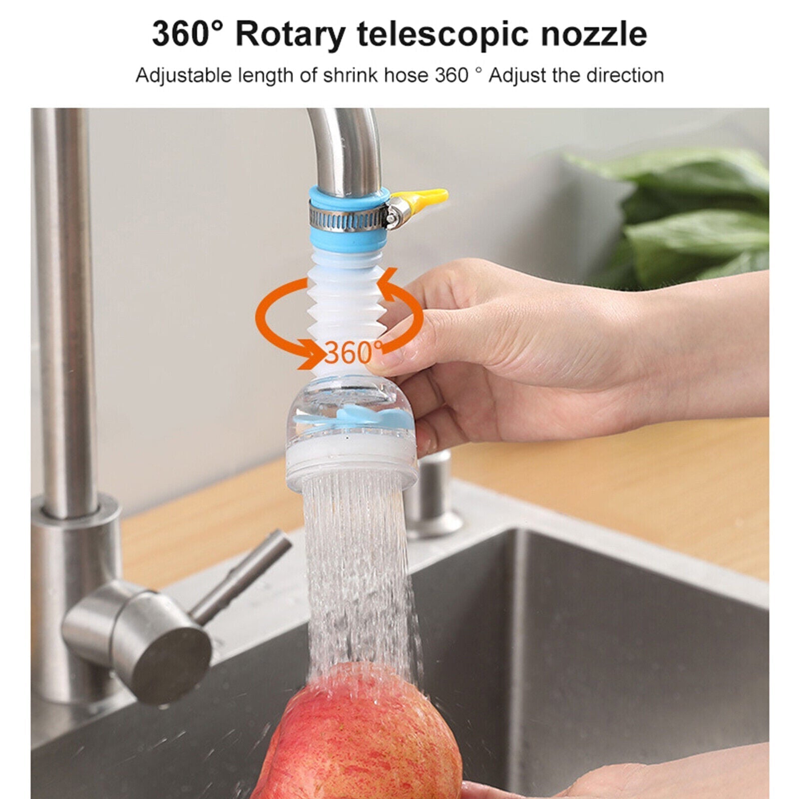 360° Rotating Faucet Extender – Flexible Kitchen Tap Sprayer Attachment