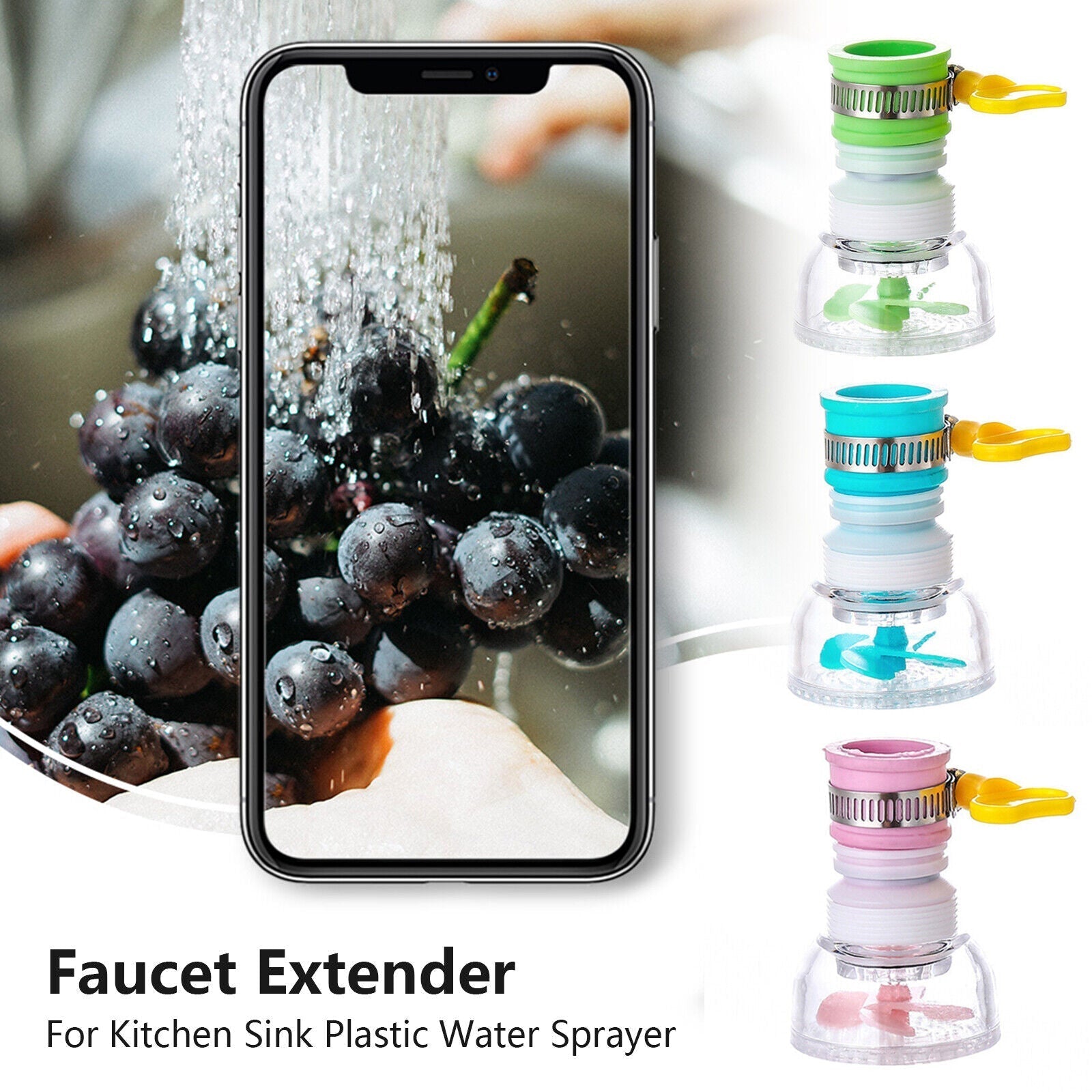 360° Rotating Faucet Extender – Flexible Kitchen Tap Sprayer Attachment